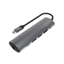 FIXED 6-portový hliníkový USB-C HUB Pro, pro notebooky a tablety, šedý