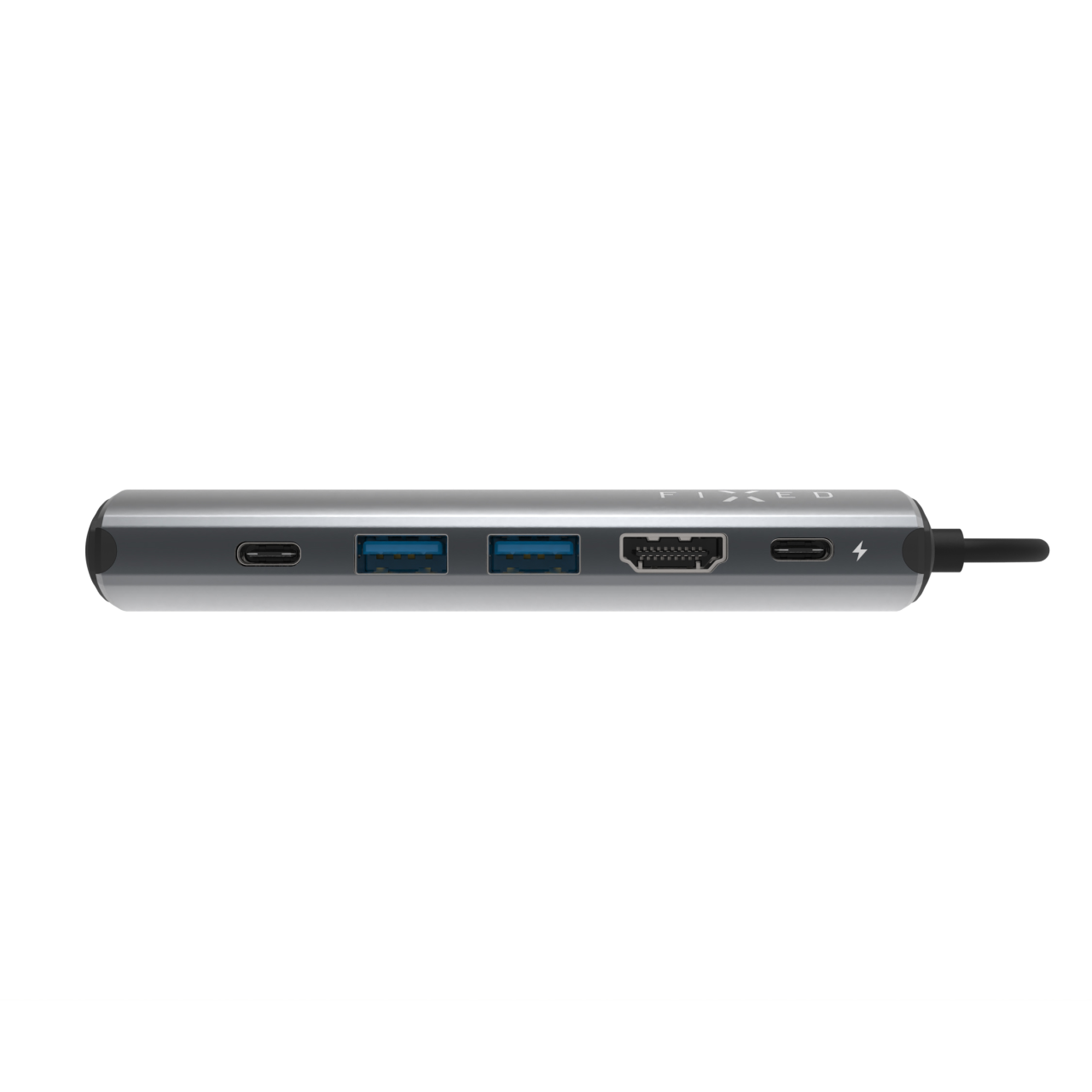 FIXED 6-portový hliníkový USB-C HUB Pro, pro notebooky a tablety, šedý