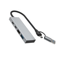 4-portový hliníkový USB-C FIXED HUB Port s USB-A adaptérem, space gray