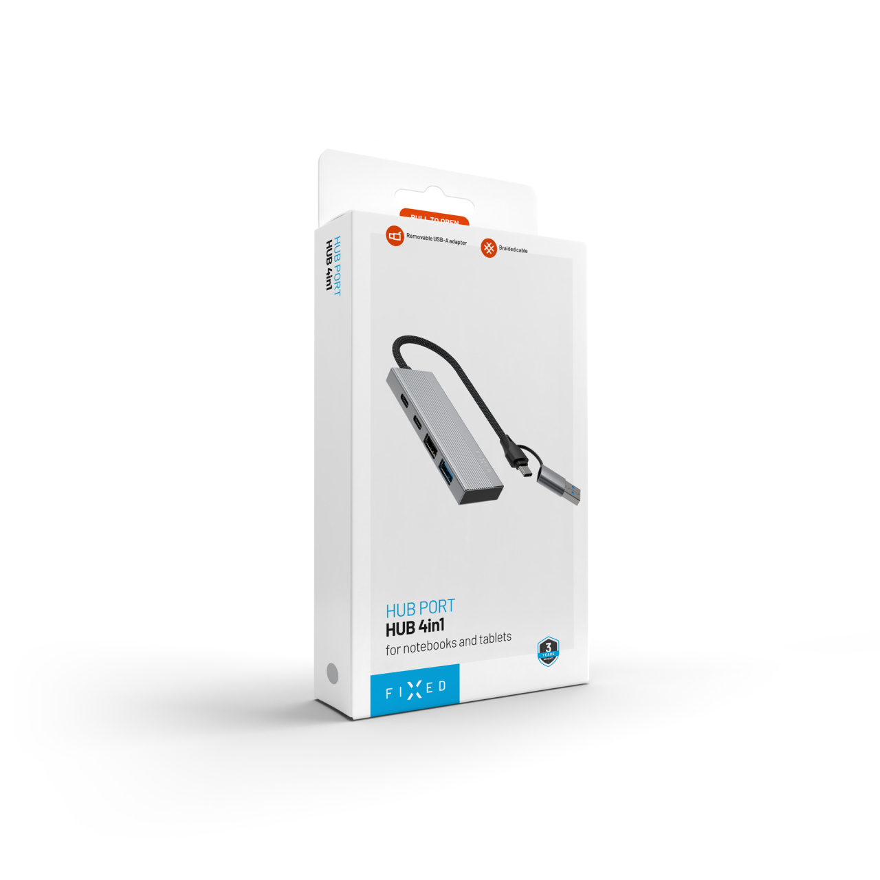 4-portový hliníkový USB-C FIXED HUB Port s USB-A adaptérem, space gray
