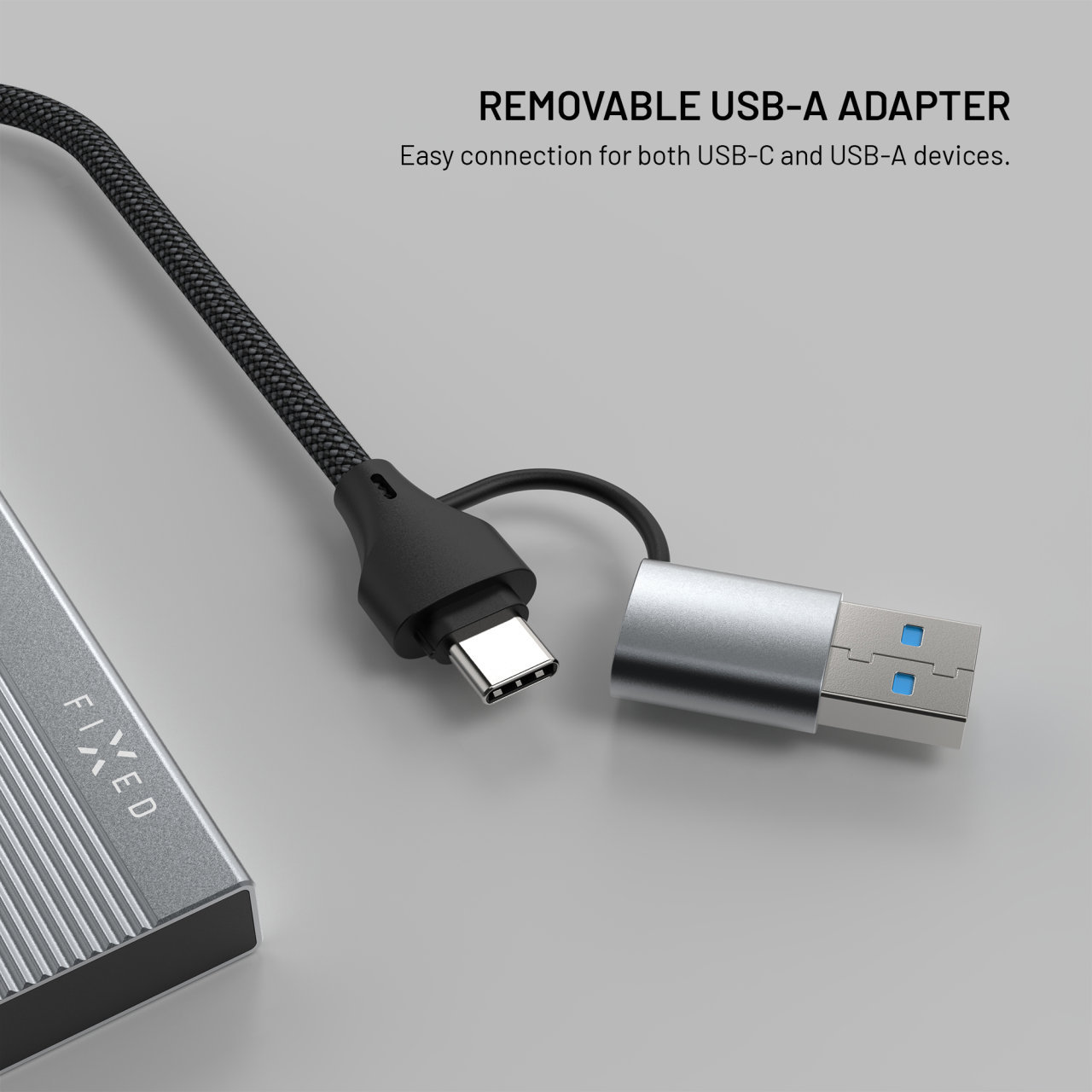 4-portový hliníkový USB-C FIXED HUB Port s USB-A adaptérem, space gray