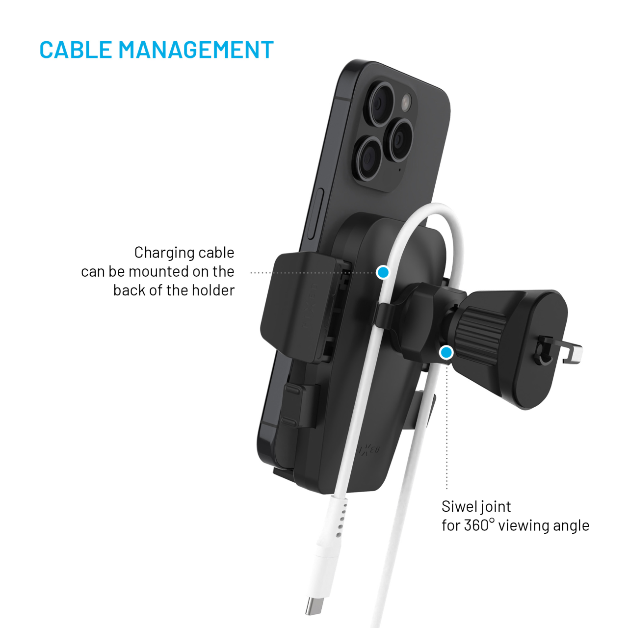 FIXED Univerzální držák do auta Iconiq Lock s úchytem do ventilační mřížky, černý