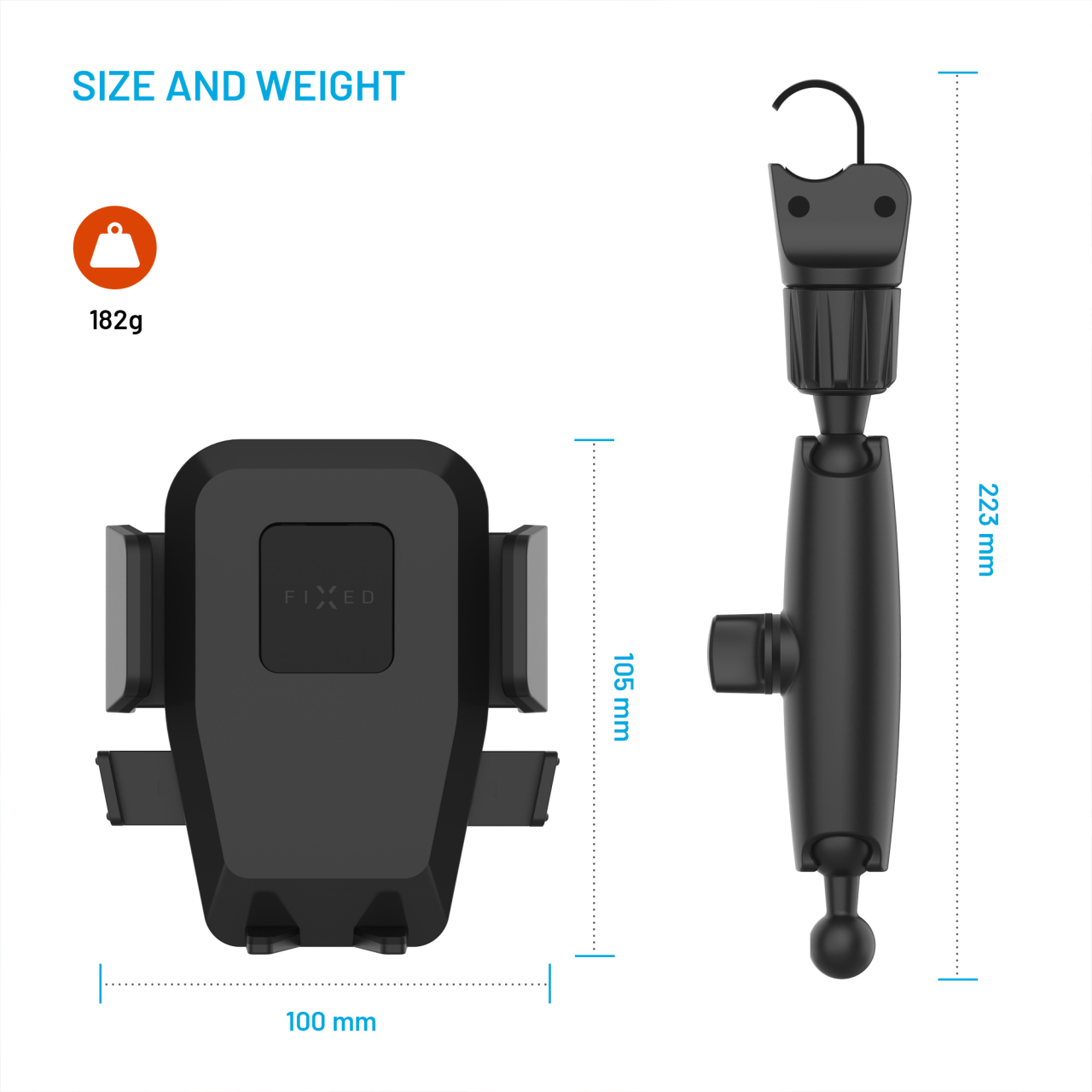 FIXED Univerzální držák do auta Iconiq Mirror s nohou na zpětné zrcátko, černý