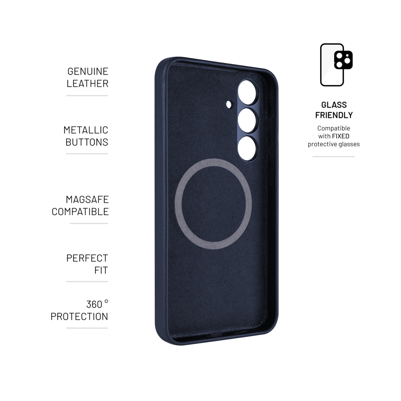 FIXED Kožený zadní kryt MagLeather s podporou MagSafe pro Samsung Galaxy S24+, modrý