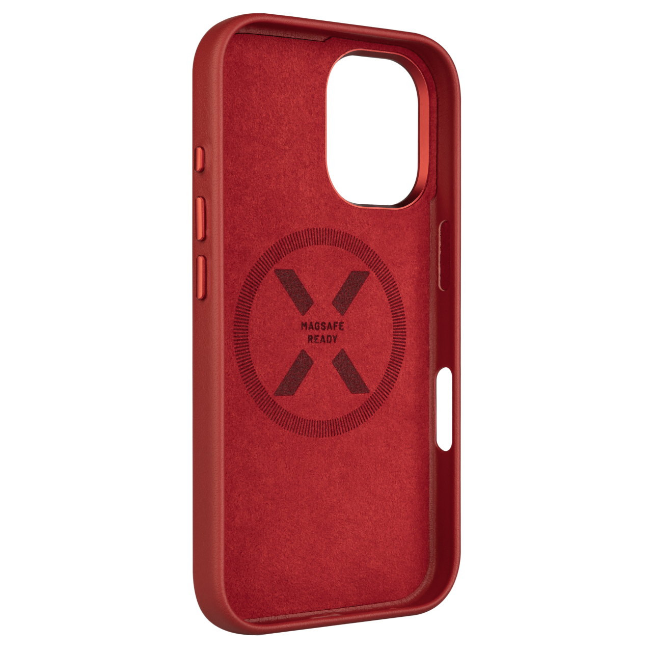 FIXED Kožený zadní kryt MagLeather s podporou MagSafe pro Apple iPhone 16, červený