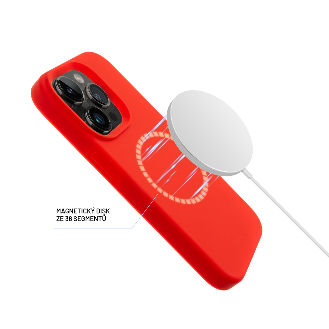 FIXED Kožený zadní kryt MagLeather s podporou MagSafe pro Apple iPhone 16 Plus, červený