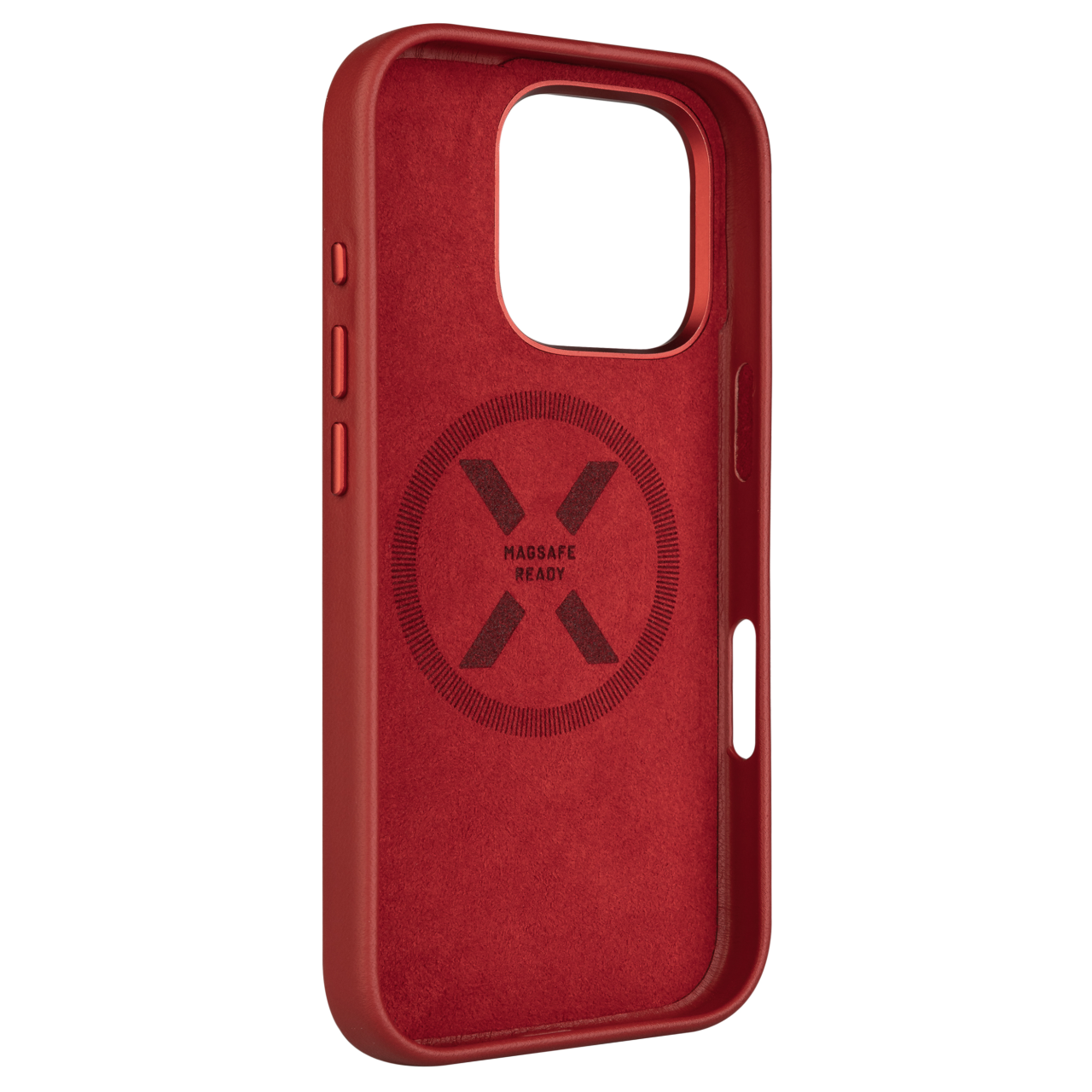FIXED Kožený zadní kryt MagLeather s podporou MagSafe pro Apple iPhone 16 Pro, červený