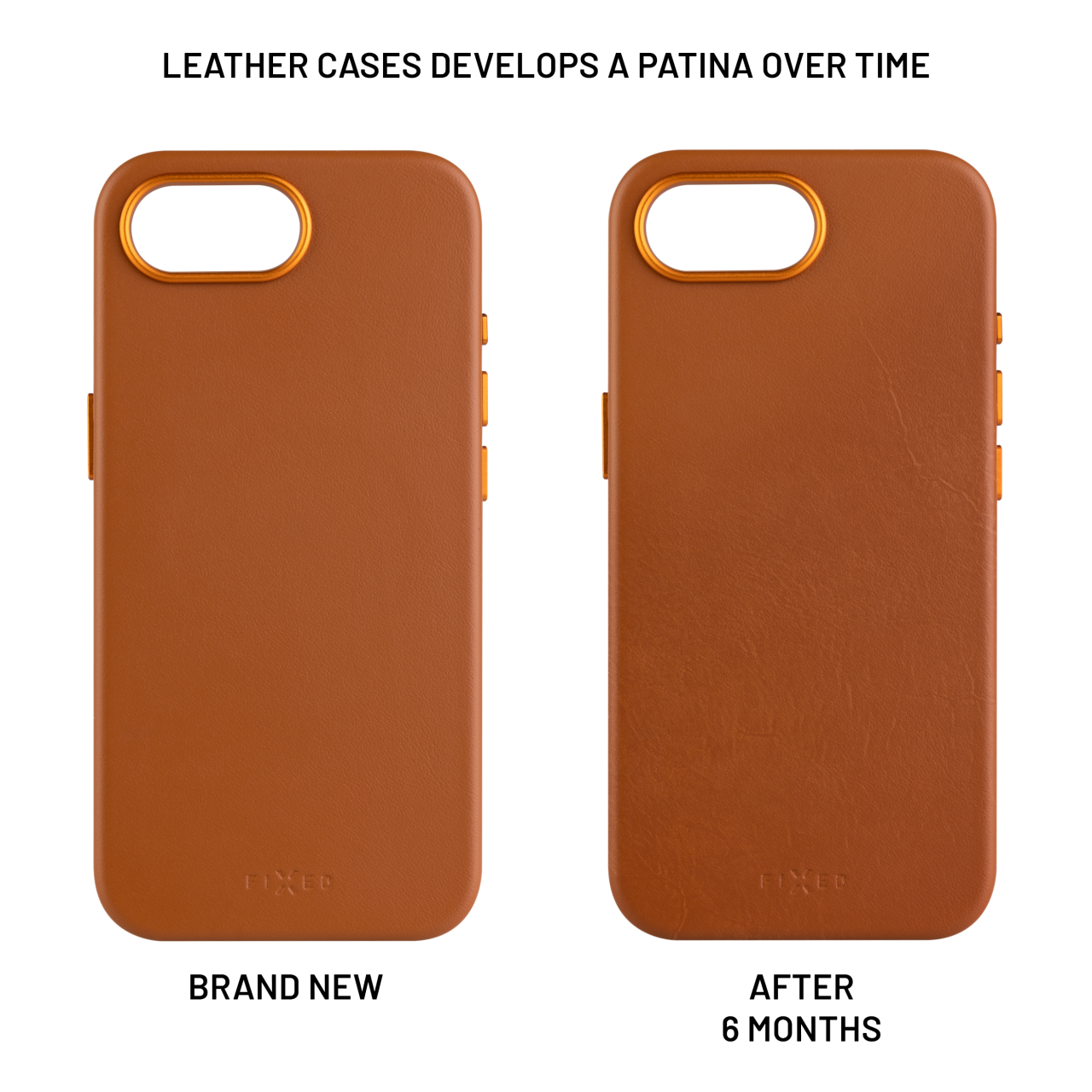 FIXED Kožený zadní kryt MagLeather s podporou MagSafe pro Apple iPhone 16e / iPhone 17e, hnědý
