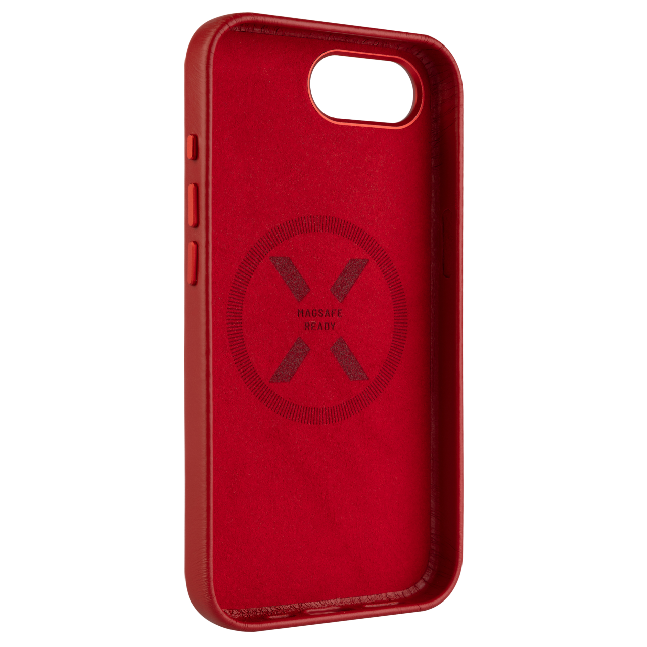 FIXED Kožený zadní kryt MagLeather s podporou MagSafe pro Apple iPhone 16e / iPhone 17e, červený