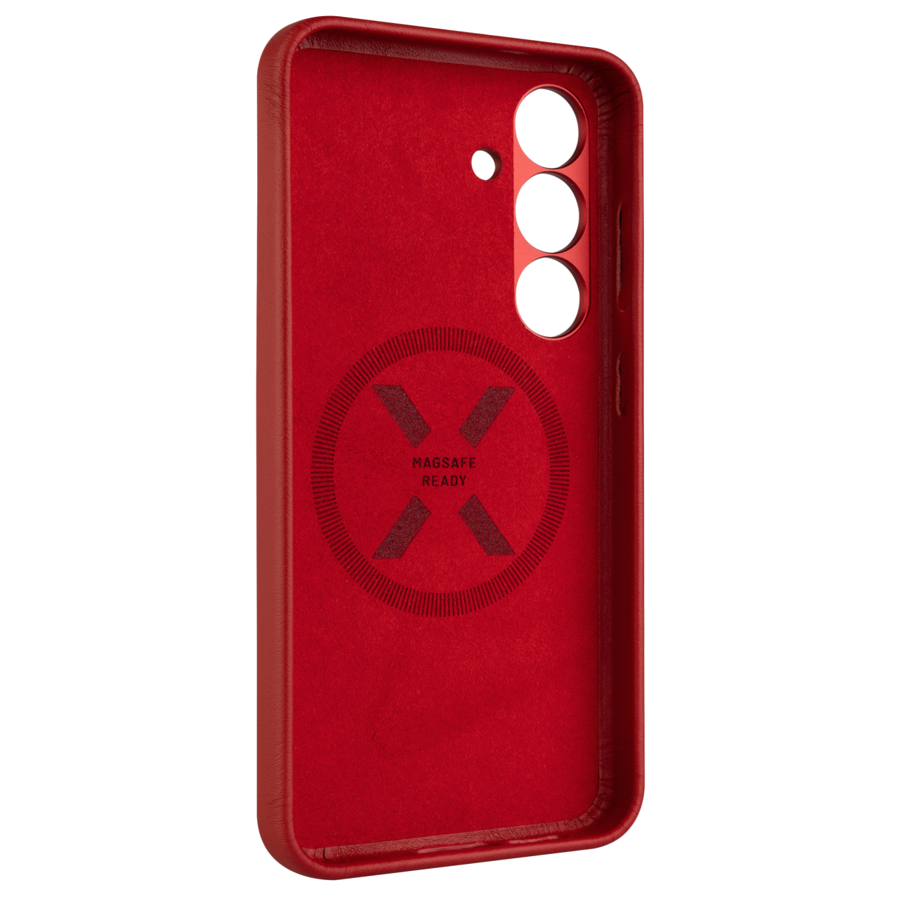 FIXED Kožený zadní kryt MagLeather s podporou MagSafe pro Samsung Galaxy S25, červený