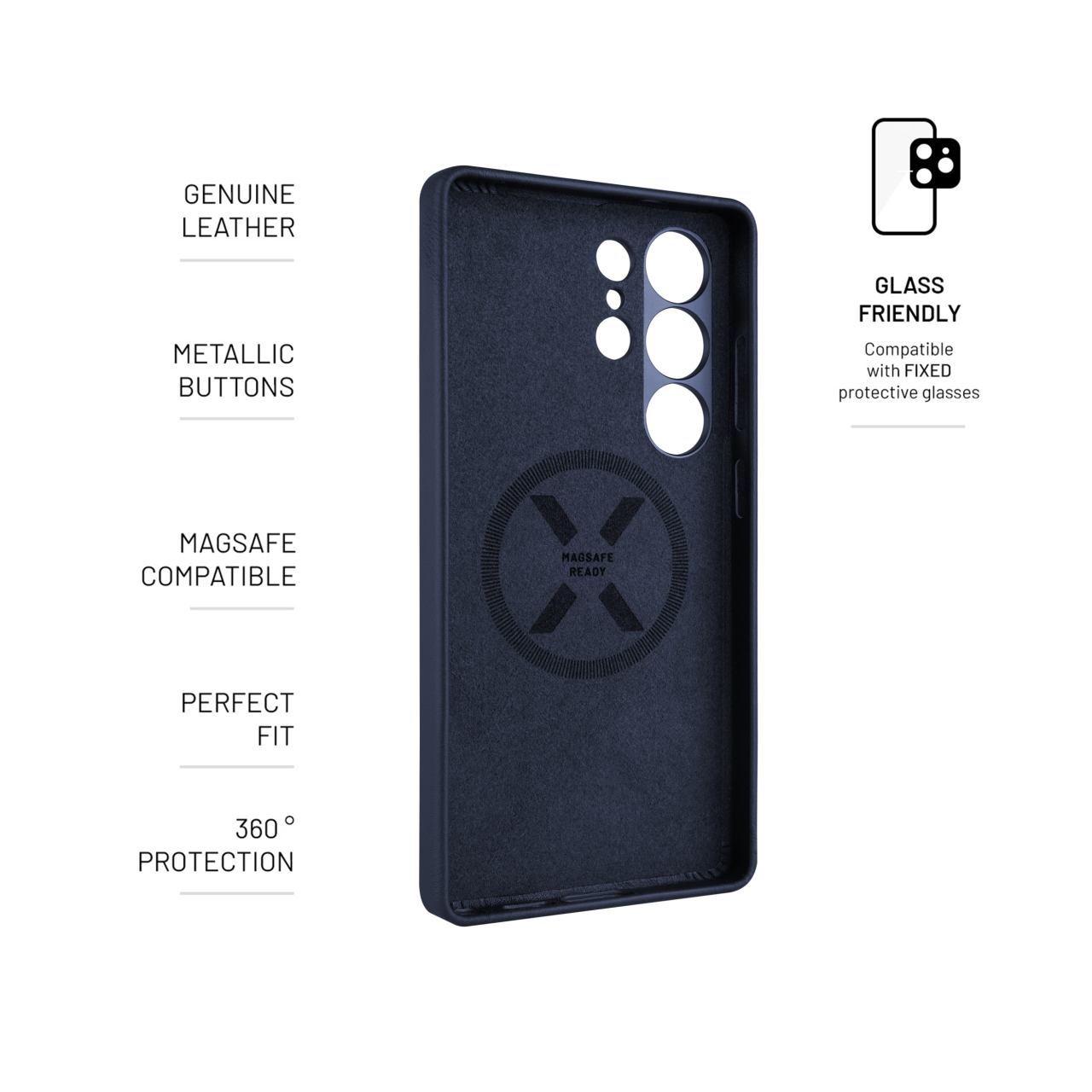 FIXED Kožený zadní kryt MagLeather s podporou MagSafe pro Samsung Galaxy S25 Ultra, modrý