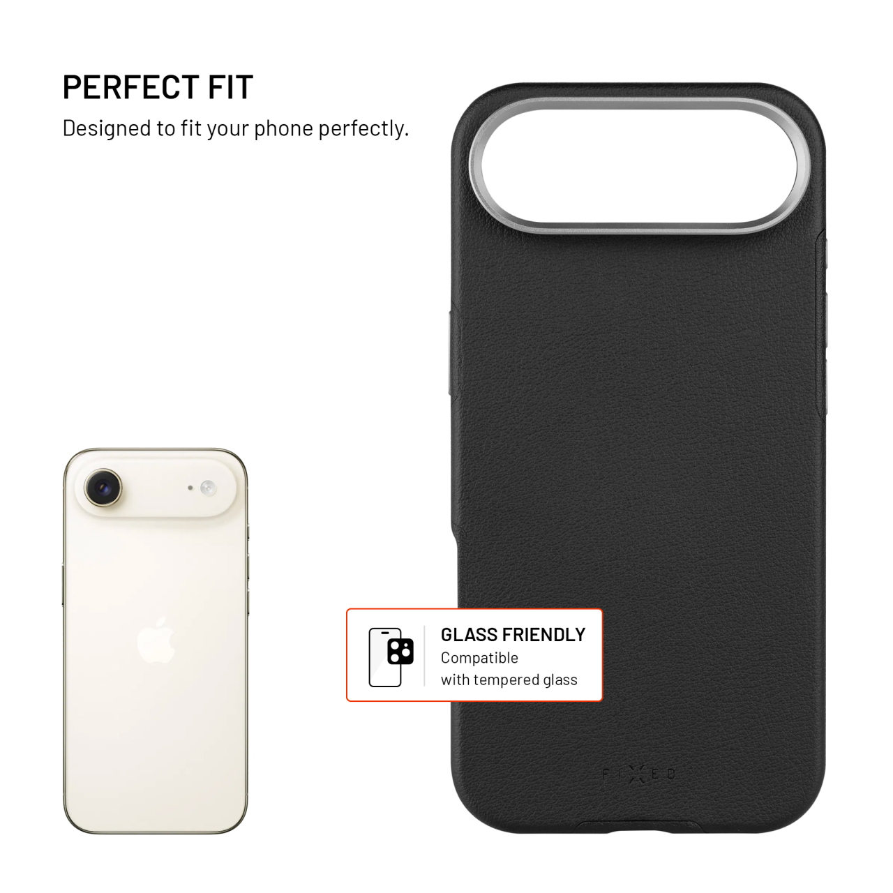 Kryt FIXED MagLeather pro Apple iPhone Air, z veganské kůže s podporou MagSafe, černý