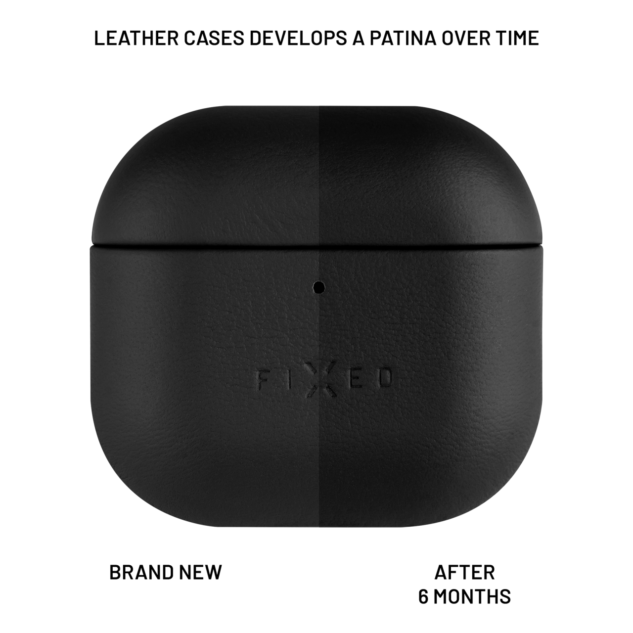 FIXED Kožené pouzdro PodsLeather pro Apple AirPods 4, černé