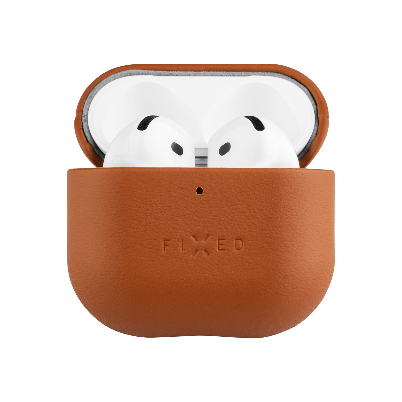 FIXED Kožené pouzdro PodsLeather pro Apple AirPods 4, hnědé