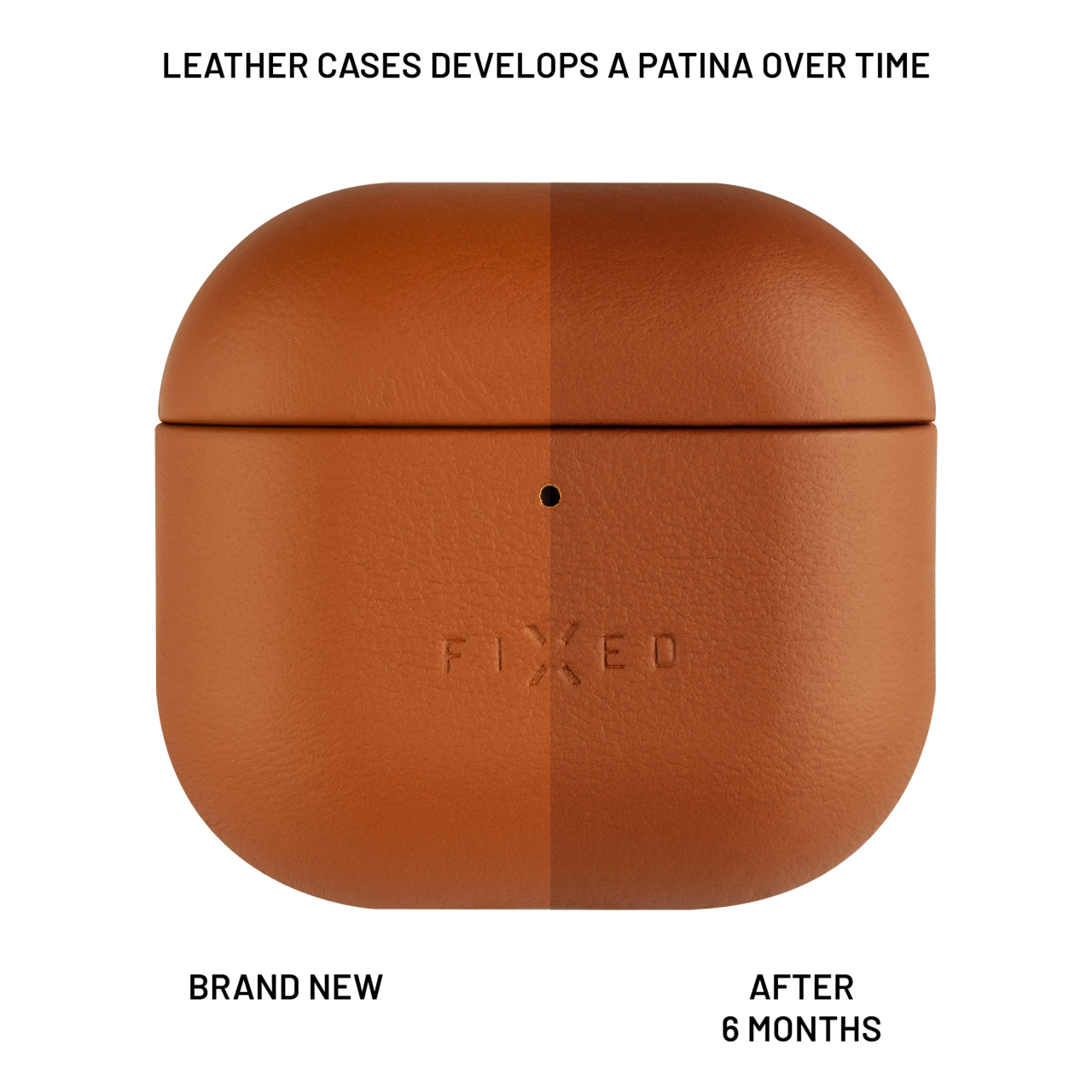 FIXED Kožené pouzdro PodsLeather pro Apple AirPods 4, hnědé