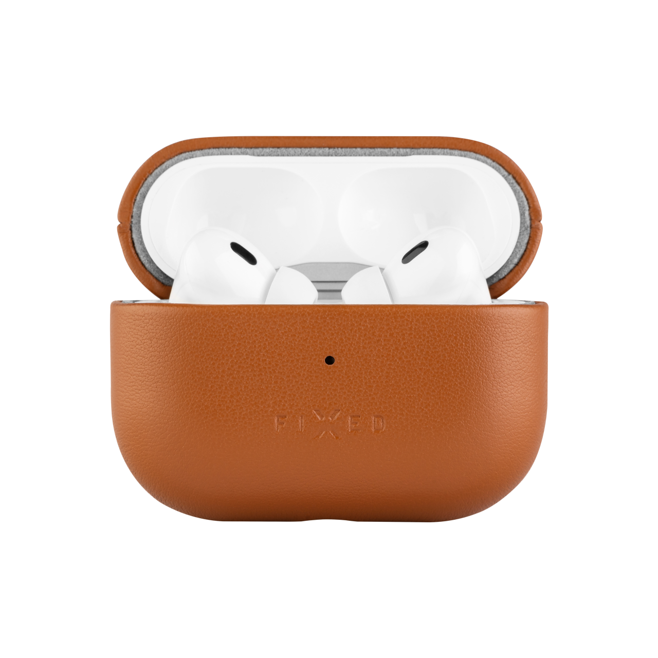 FIXED Kožené pouzdro PodsLeather s podporou MagSafe pro Apple AirPods Pro 2/Pro 2 (USB-C), hnědé