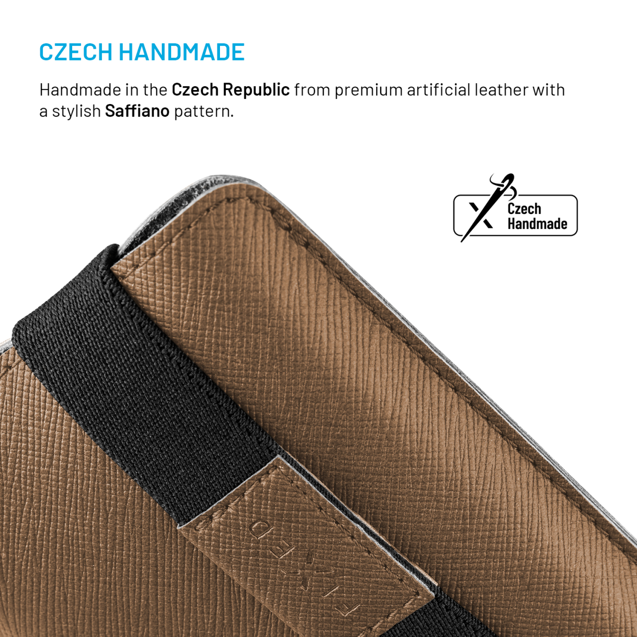 FIXED Univerzální pouzdro Lucca se zavíracím popruhem pro telefony do 6,3", kávové