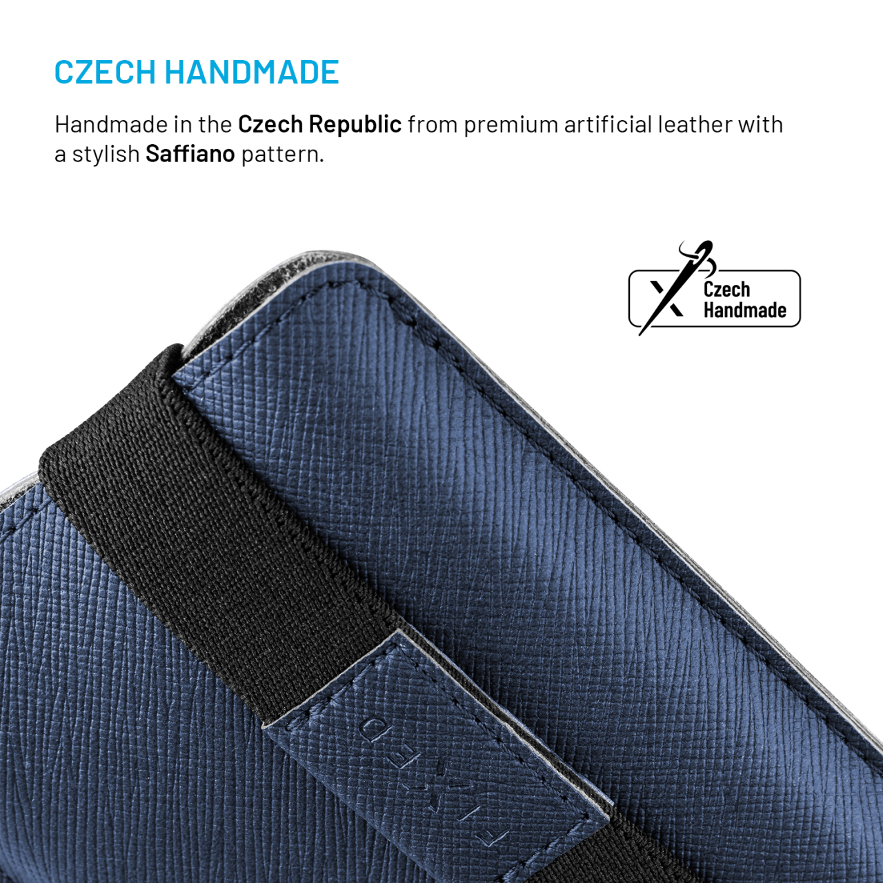 FIXED Univerzální pouzdro Lucca se zavíracím popruhem pro telefony do 6,3", tmavě modré