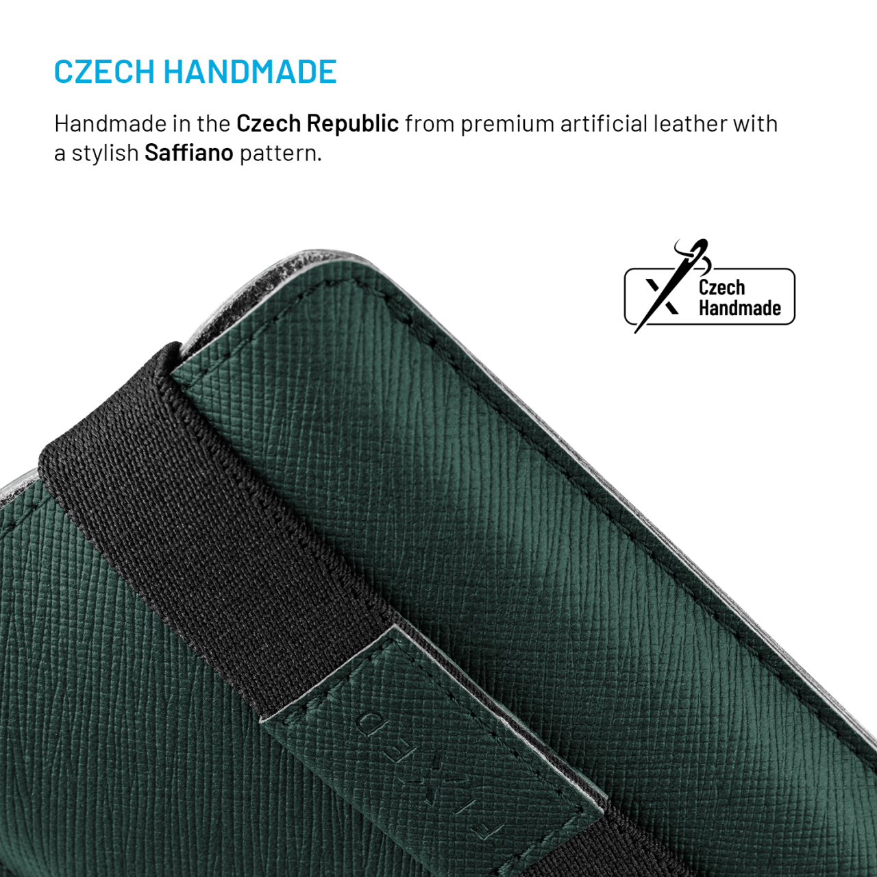 FIXED Univerzální pouzdro Lucca se zavíracím popruhem pro telefony do 6,3", tmavě zelené