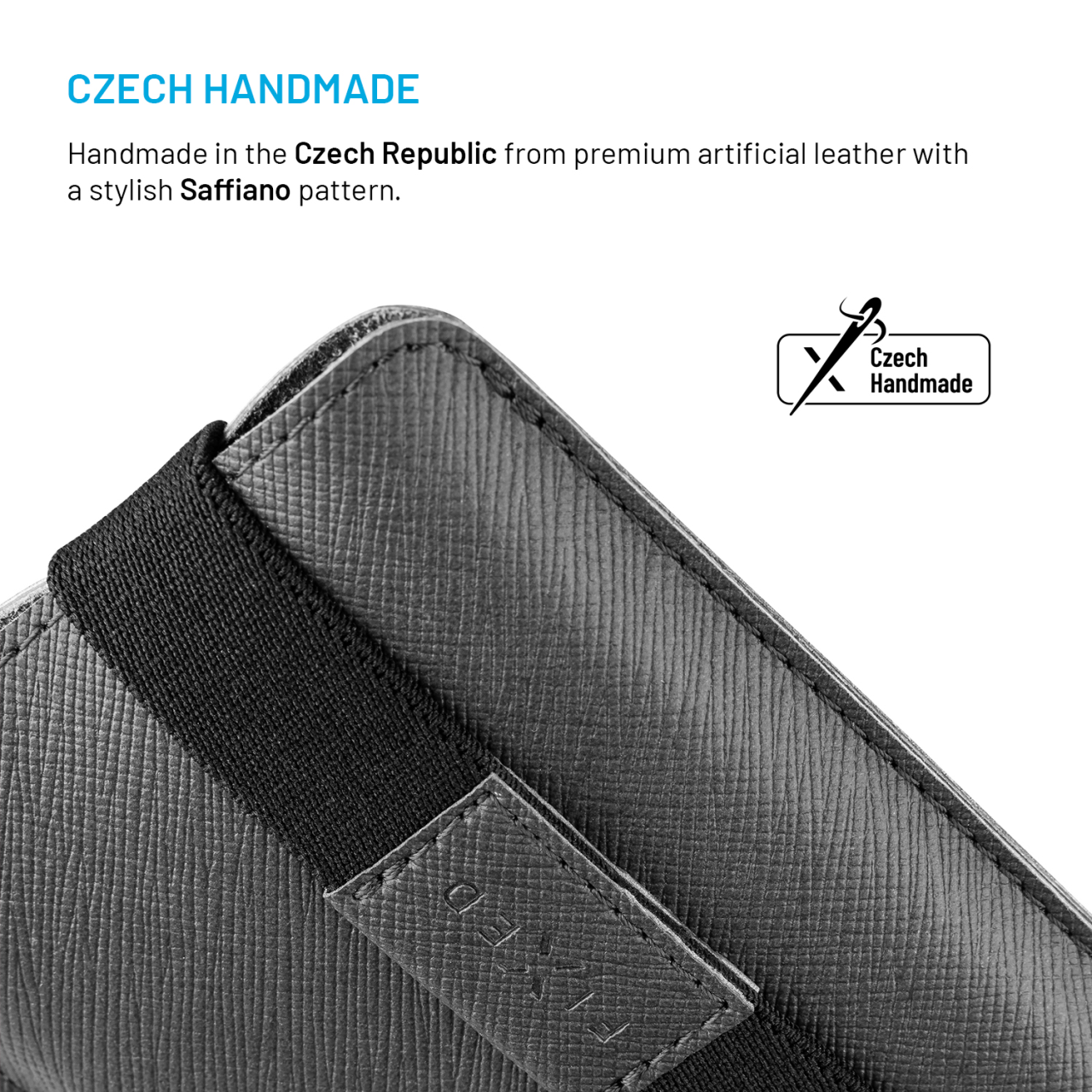 FIXED Univerzální pouzdro Lucca se zavíracím popruhem pro telefony do 6,3", šedé