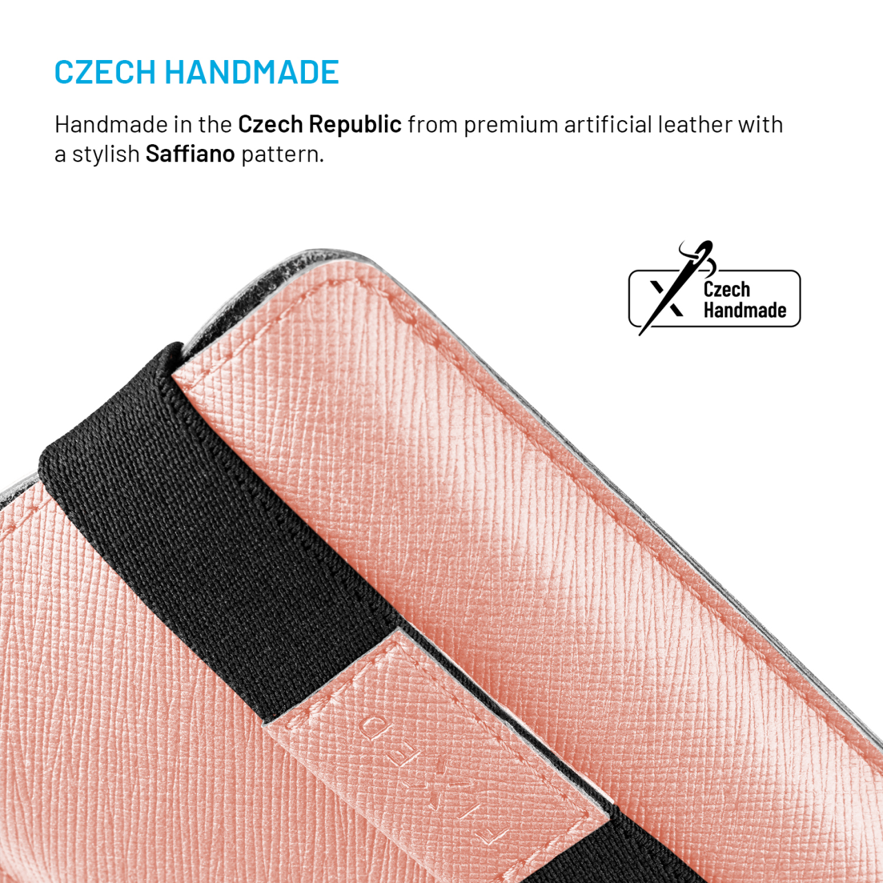 FIXED Univerzální pouzdro Lucca se zavíracím popruhem pro telefony do 6,3", broskvové