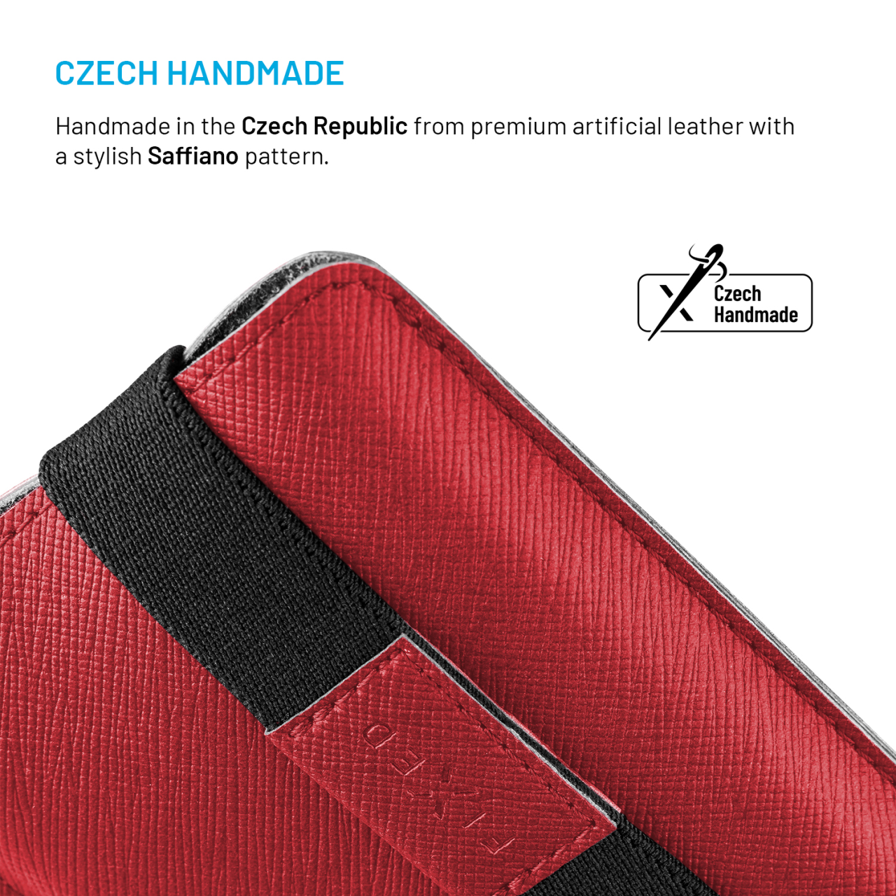 FIXED Univerzální pouzdro Lucca se zavíracím popruhem pro telefony do 6,3", červené