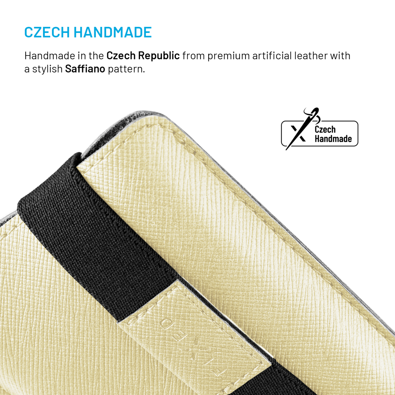 FIXED Univerzální pouzdro Lucca se zavíracím popruhem pro telefony do 6,6", světle žluté