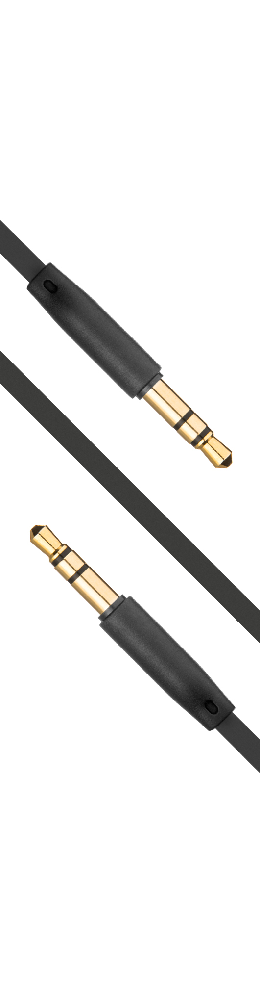 FIXED Plochý audio AUX kabel s konektory 2 x 3,5 mm jack, černý