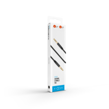 FIXED Plochý audio AUX kabel s konektory 2 x 3,5 mm jack, černý