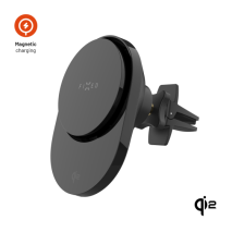 Držák do auta s bezdrátovým nabíjením FIXED MagAir s podporou uchycení MagSafe a standardem Qi2, 15W, černý