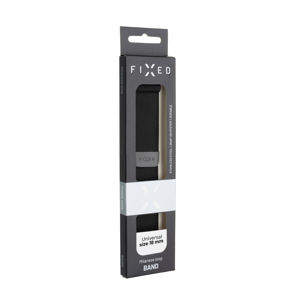 FIXED Síťovaný nerezový řemínek Mesh Strap s Quick Release 18mm pro smartwatch, černý