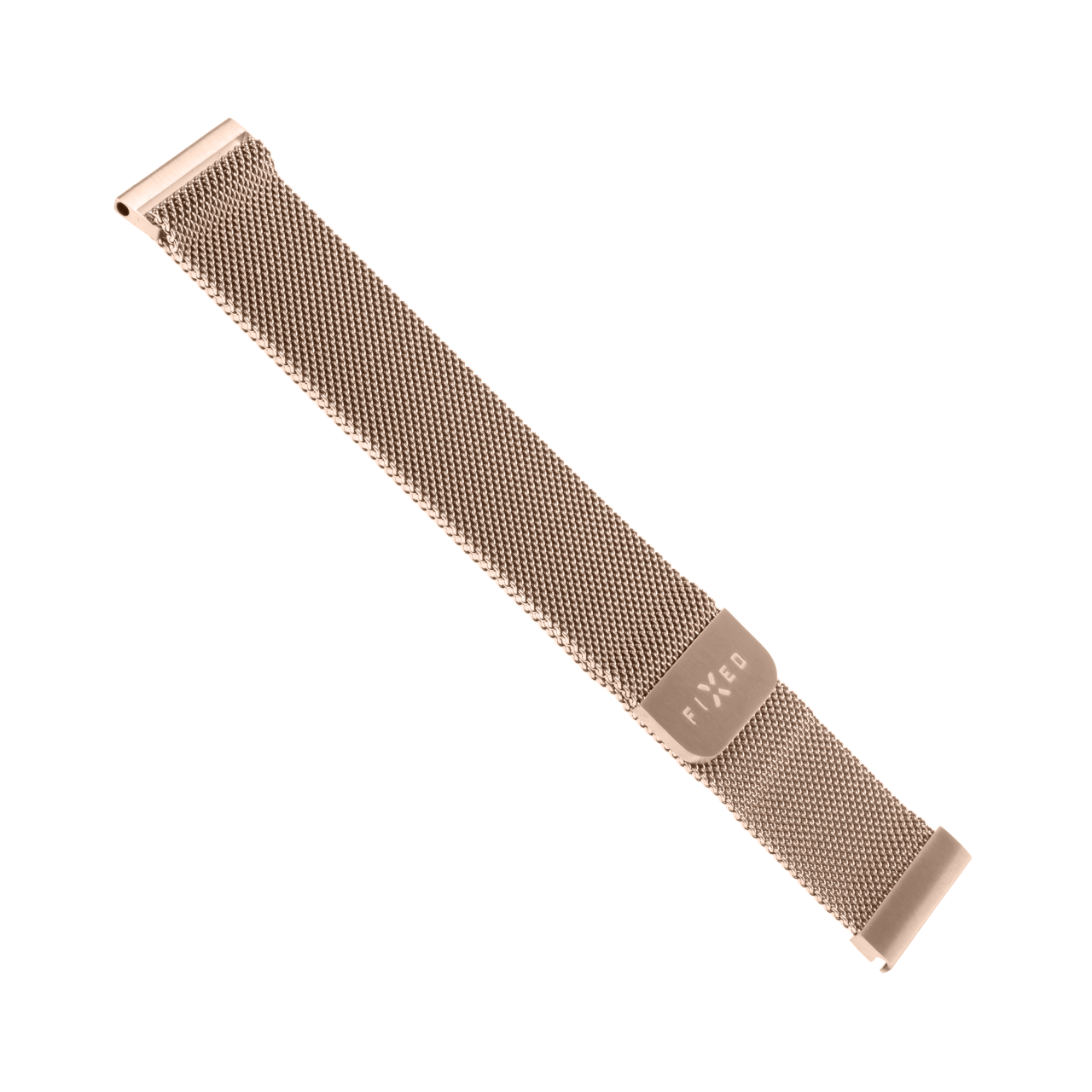FIXED Síťovaný nerezový řemínek Mesh Strap s Quick Release 18mm pro smartwatch, růžově zlatý