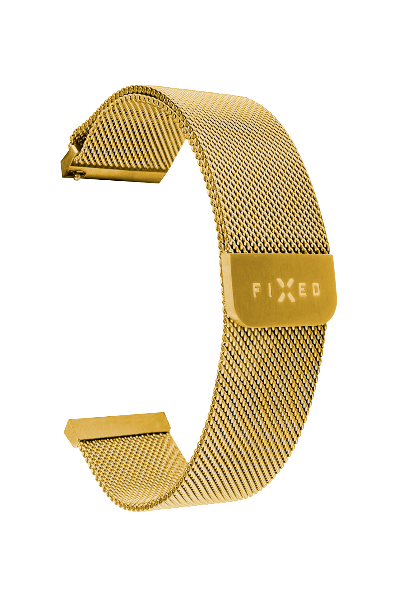 FIXED Síťovaný nerezový řemínek Mesh Strap s Quick Release 22mm pro smartwatch, zlatý