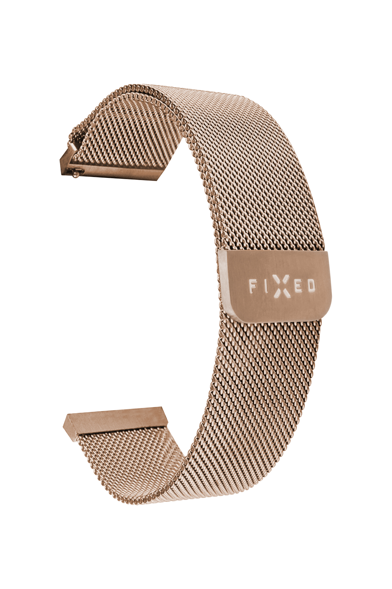 FIXED Síťovaný nerezový řemínek Mesh Strap s Quick Release 22mm pro smartwatch, růžové zlatý