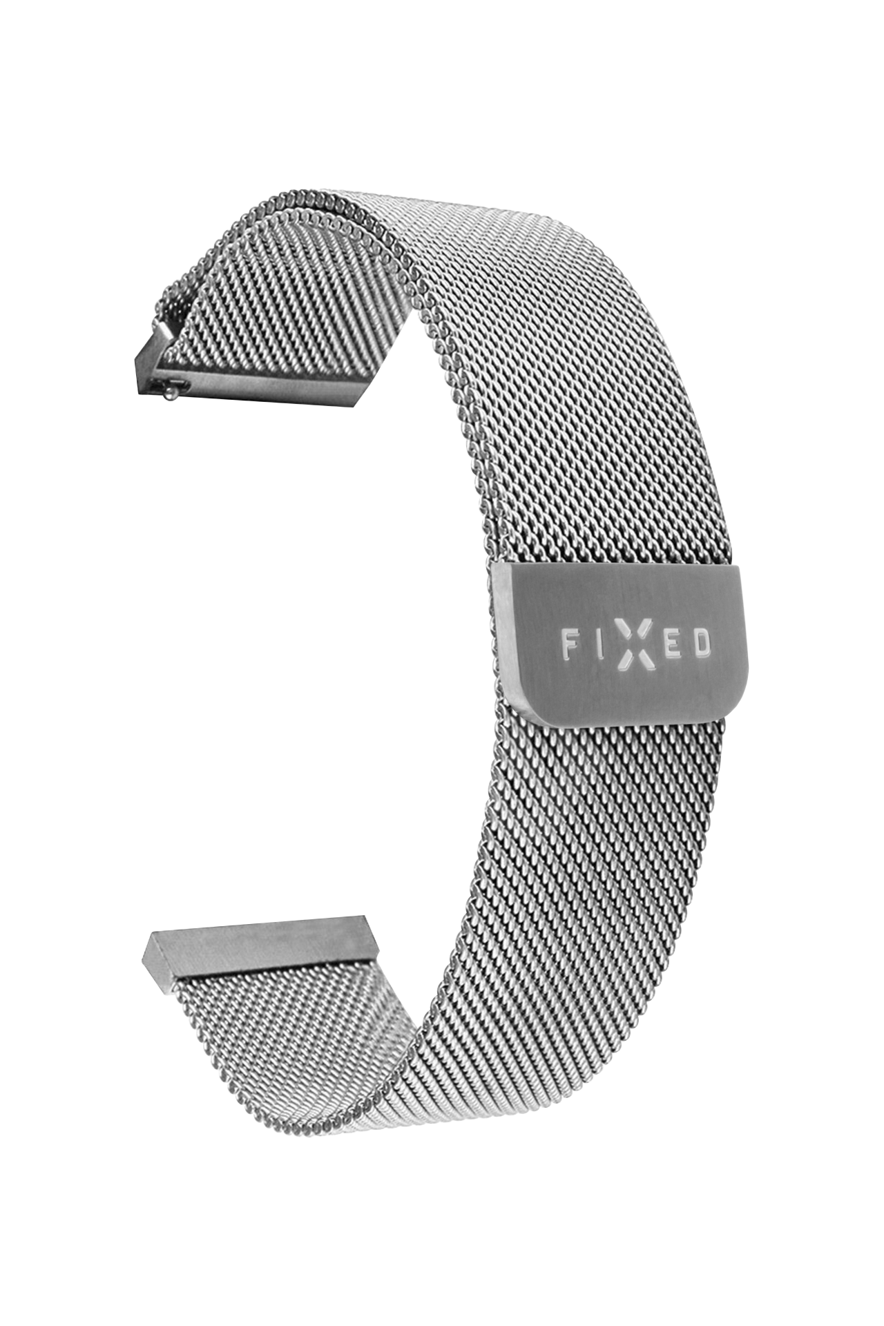 FIXED Síťovaný nerezový řemínek Mesh Strap s Quick Release 22mm pro smartwatch, stříbrný