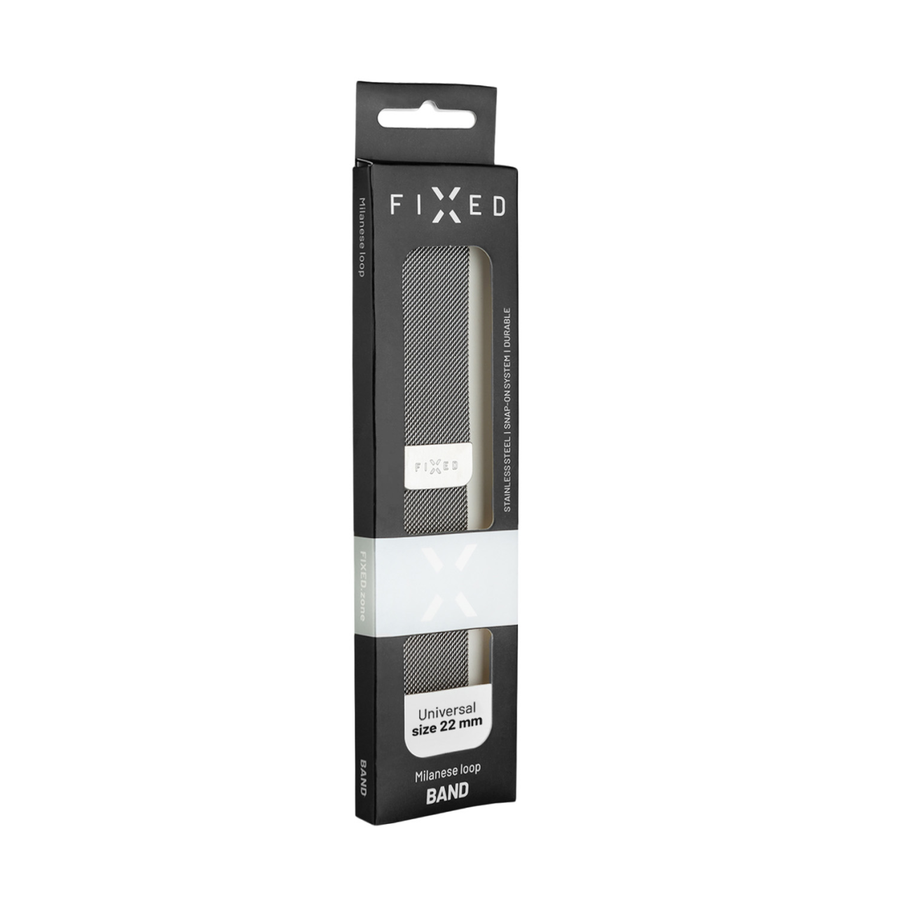 FIXED Síťovaný nerezový řemínek Mesh Strap s Quick Release 22mm pro smartwatch, stříbrný