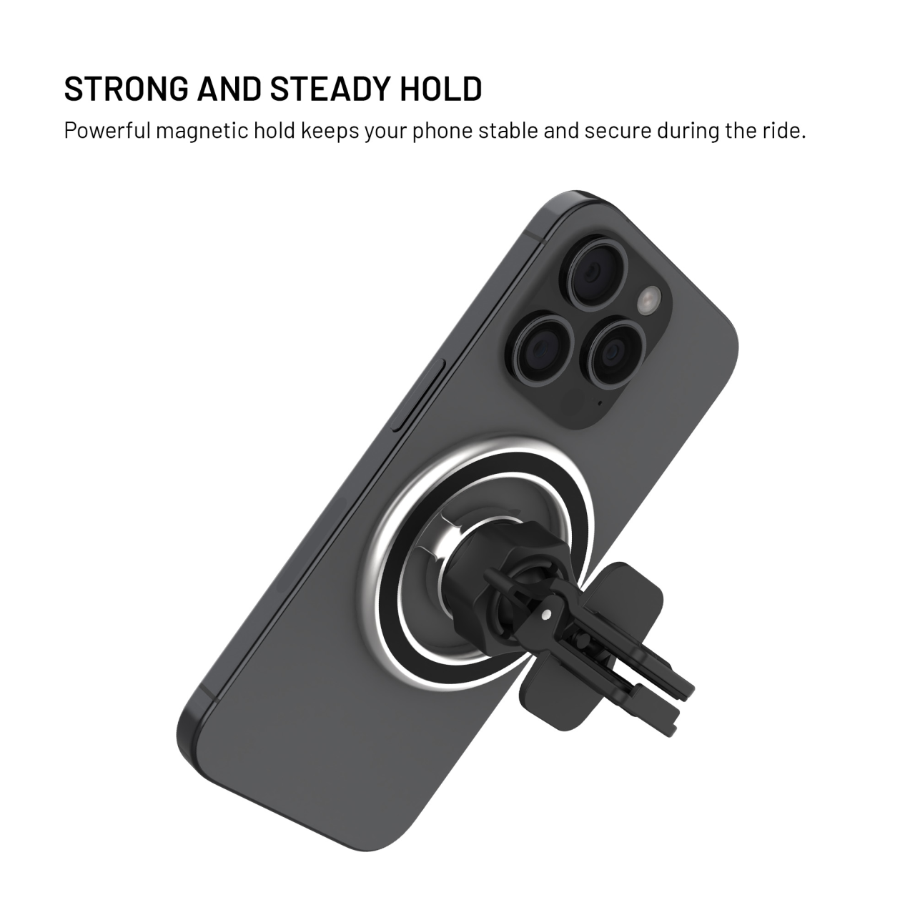 Magnetický kovový držák FIXED MagMount Vent do ventilace s podporou MagSafe, stříbrný