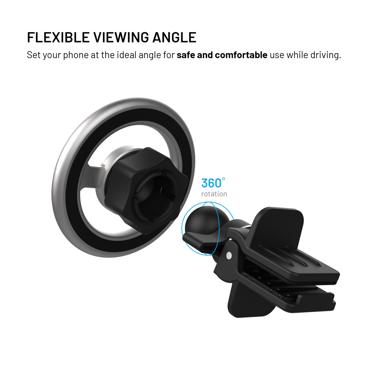 Magnetický kovový držák FIXED MagMount Vent do ventilace s podporou MagSafe, stříbrný