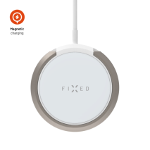 FIXED Bezdrátová nabíječka MagPad s podporou uchycení MagSafe a stojánkem, 15W, bílá