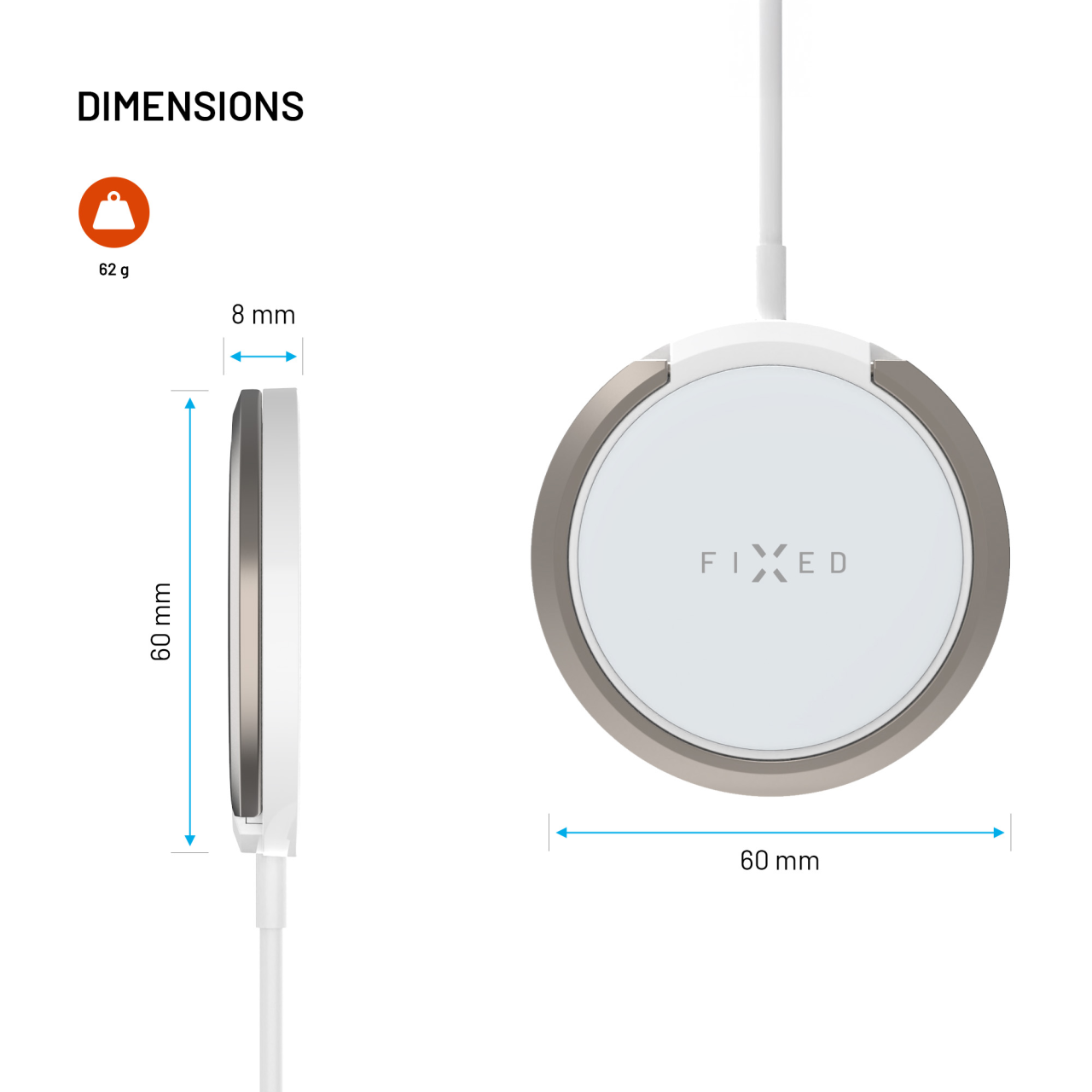 Bezdrátová nabíječka MagPad s podporou uchycení MagSafe a stojánkem, 15W - Fixed, bílá