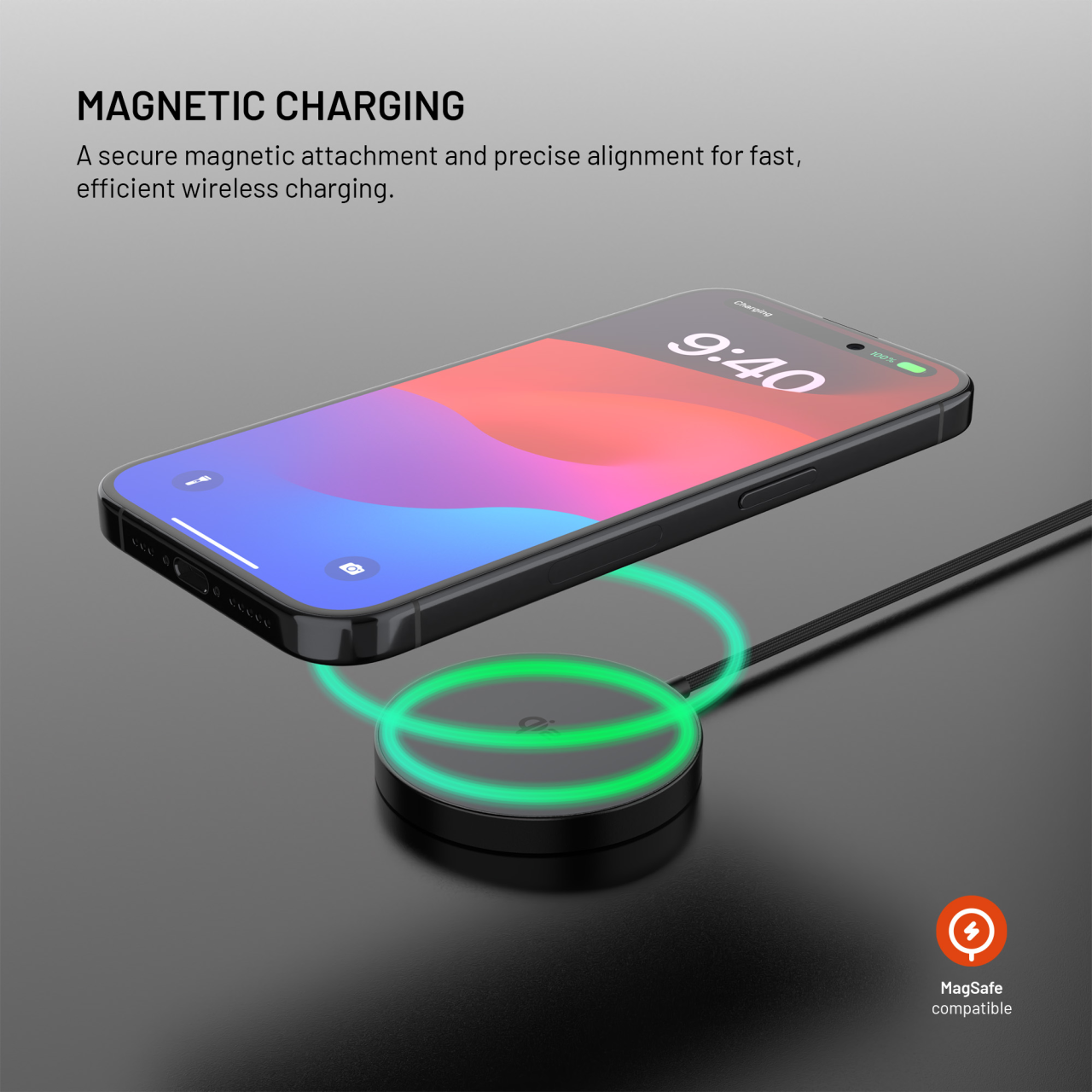 Bezdrátová nabíječka FIXED MagPad Slim s Qi2, podporou MagSafe, 15W, černá