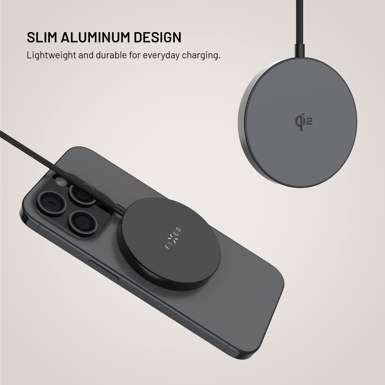 Bezdrátová nabíječka FIXED MagPad Slim s Qi2, podporou MagSafe, 15W, černá