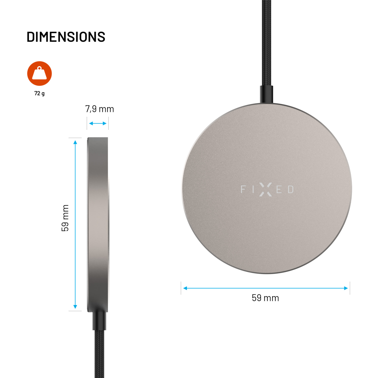 Bezdrátová nabíječka 15W s Qi2, podporou MagSafe - Fixed MagPad Slim, titanová