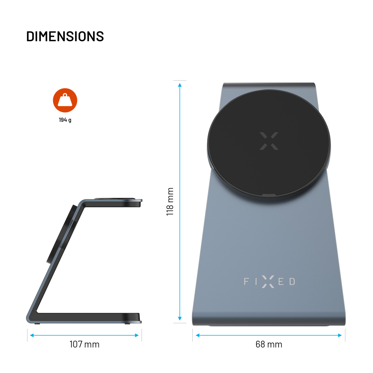 Stojánek s bezdrátovým nabíjením 3v1 MagPowerstation ALU s podporou uchycení MagSafe, 15W+3.5W+2.5W - Fixed, space gray