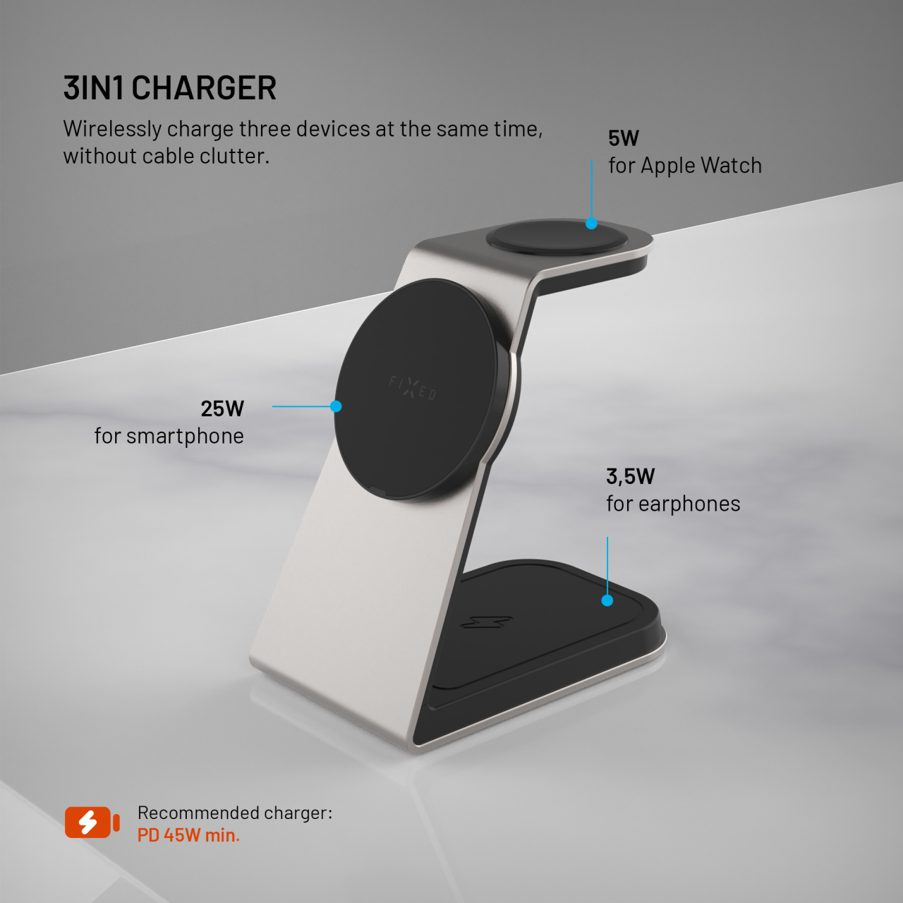 Nabíječka FIXED MagPowerstation 3v1 space gray