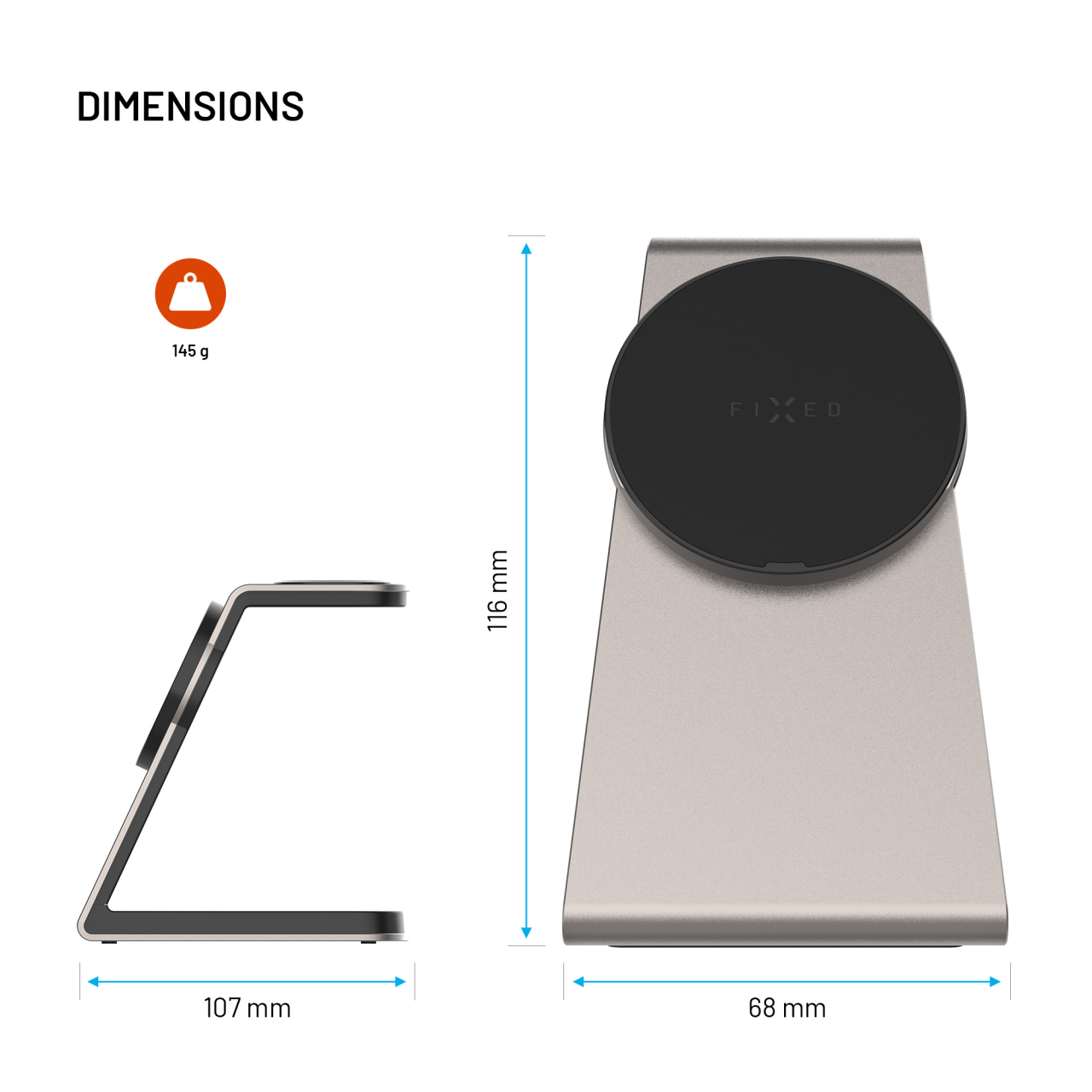 Stojánek s bezdrátovým nabíjením 3v1 s podporou MagSafe, 25W+5W+3.5W, Qi2.2 - Fixed MagPowerstation Alu 3, space gray