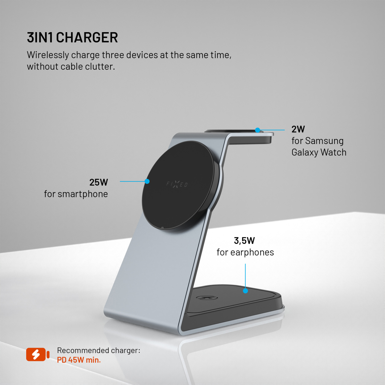 Nabíječka FIXED MagPowerstation 3v1 space gray