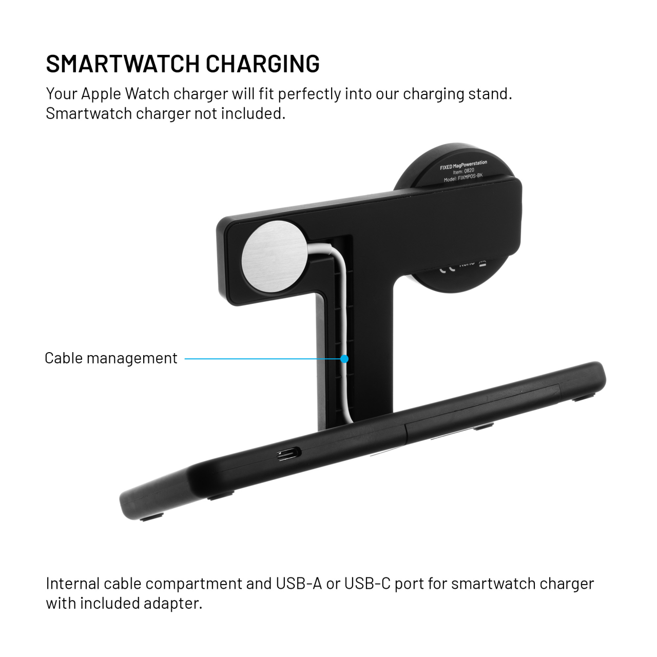 FIXED Stojánek s bezdrátovým nabíjením 3v1 MagPowerstation s podporou uchycení MagSafe, 15W+15W+5W,  černý