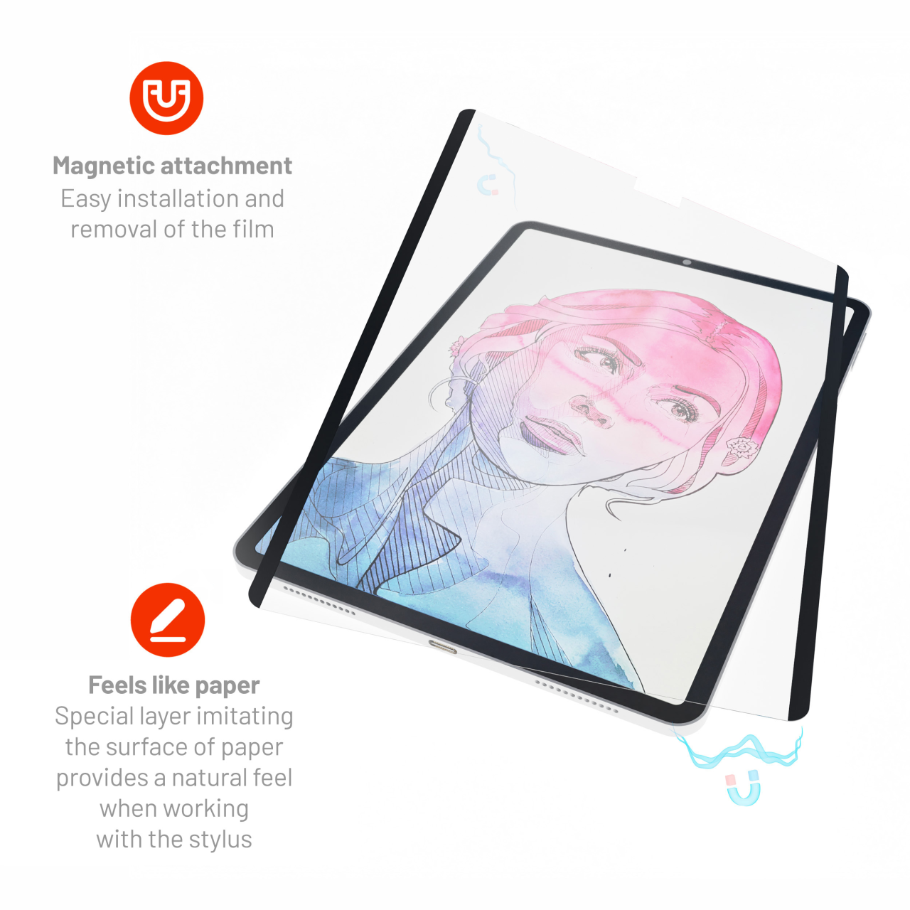 FIXED Magnetická ochranná folie PaperFilm Screen Protector pro Apple iPad Pro 11" (2018-2022), Air (2020/2022)