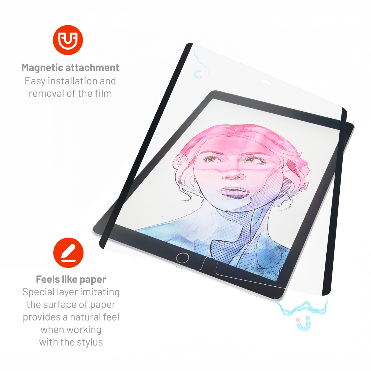 FIXED Magnetická ochranná folie PaperFilm Screen Protector pro Apple iPad 10,2" (2019/2020/2021)